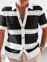 Men's Button Down Contrast Openwork Shirt – Breathable